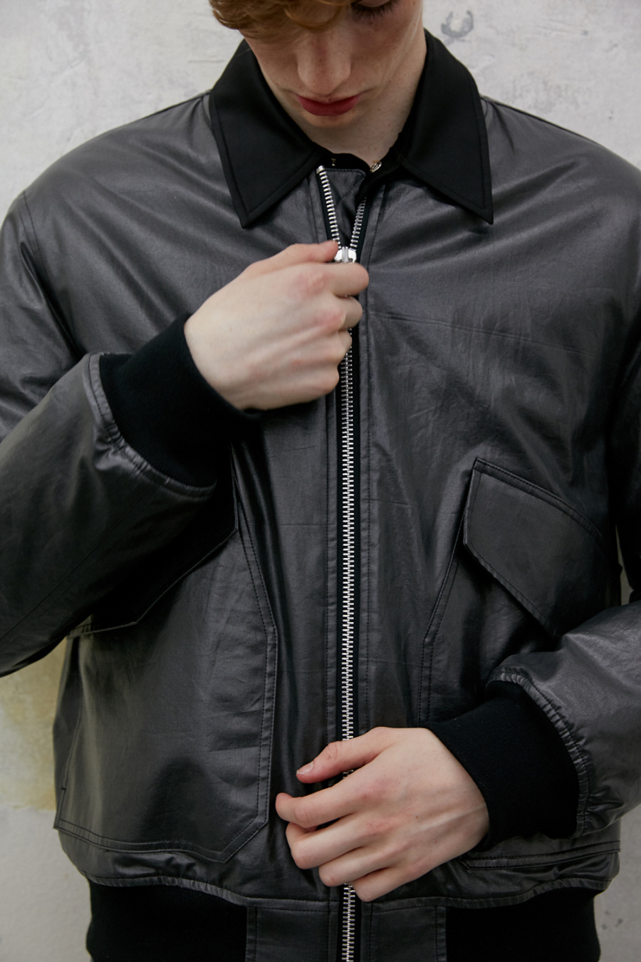 리트(LIT) FLIGHT BOMBER JACKET COATED BLACK