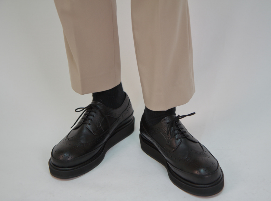 릴리즘프로덕트(RELIZMPRODUCT) Black Leather Doubleness Long Wing Derbys