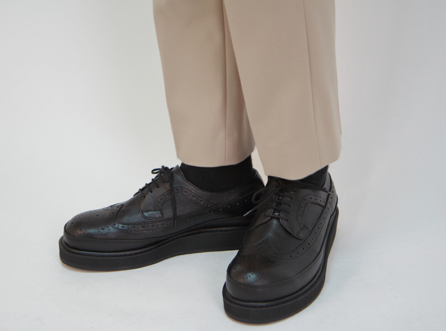 릴리즘프로덕트(RELIZMPRODUCT) Black Leather Doubleness Long Wing Derbys