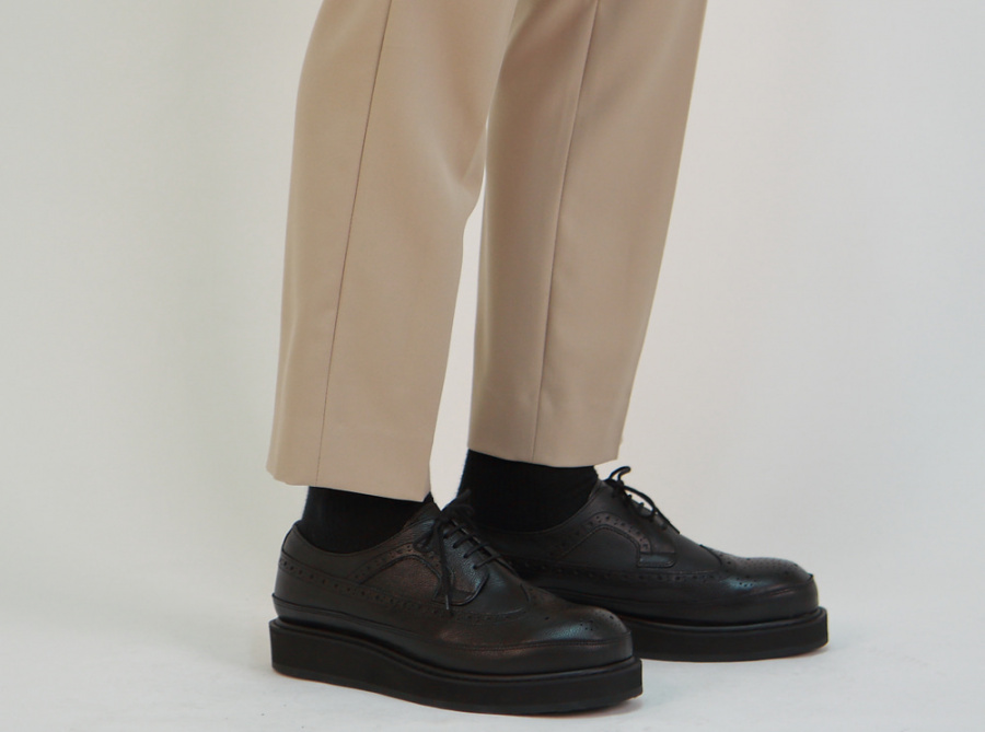 릴리즘프로덕트(RELIZMPRODUCT) Black Leather Doubleness Long Wing Derbys