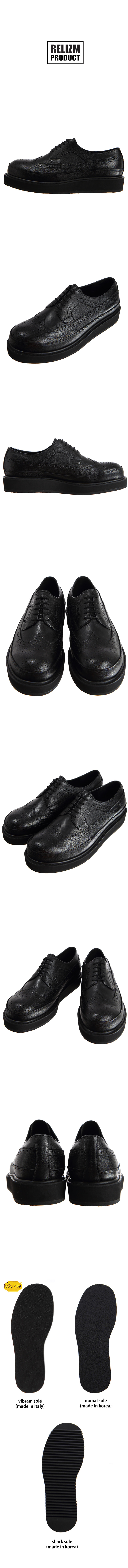 릴리즘프로덕트(RELIZMPRODUCT) Black Leather Doubleness Long Wing Derbys