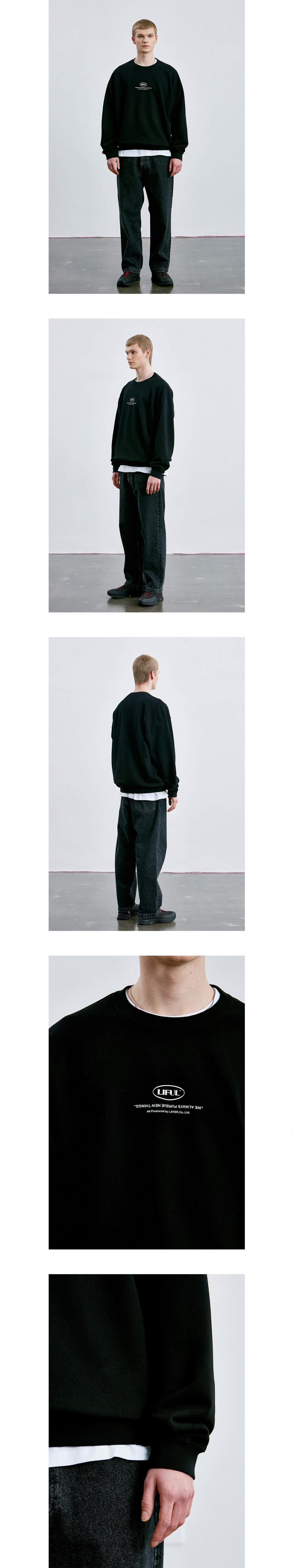 라이풀(LIFUL) LIFUL MINI OVAL LOGO SWEATSHIRT black