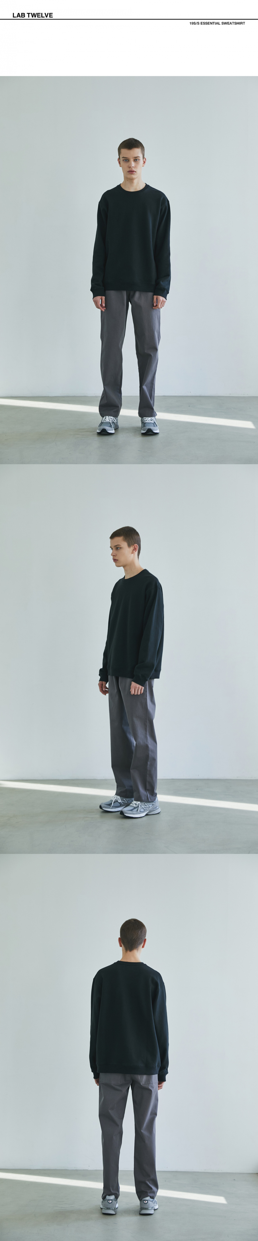 랩12(LAB12) 19S/S 이센셜 맨투맨 (블랙)