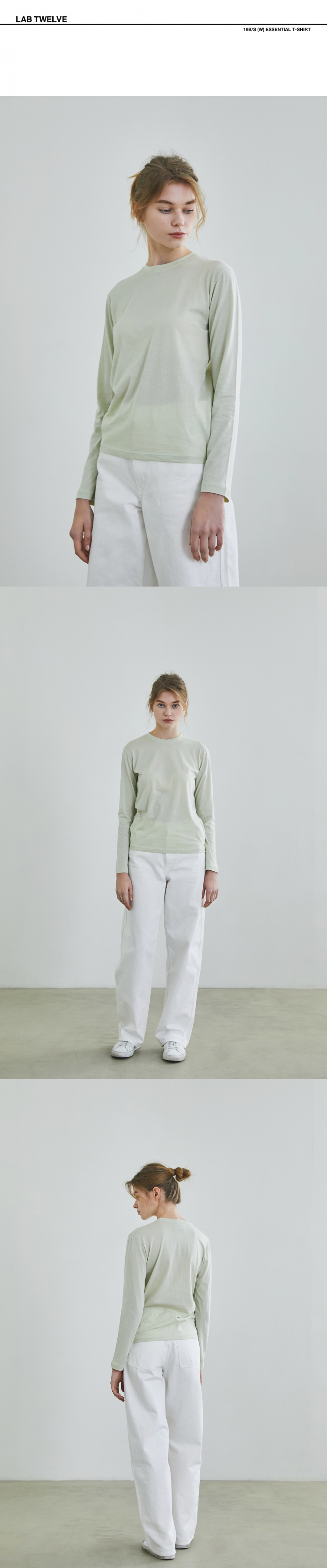 랩12(LAB12) 19S/S W 이센셜 티셔츠 (그린)