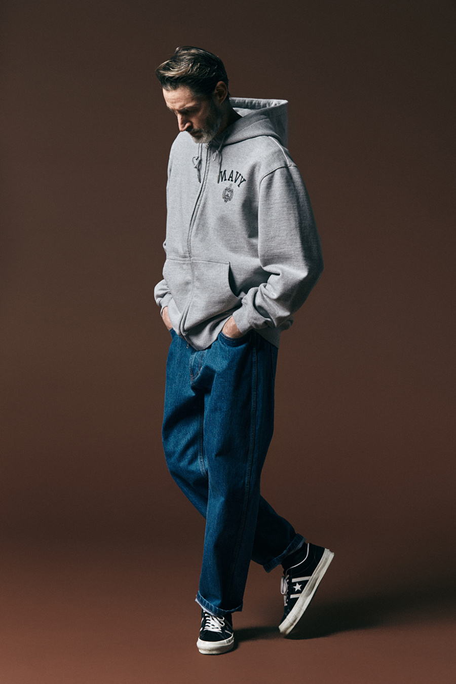 에스피오나지(ESPIONAGE) NAVAL Academy Sweat Zip Hoodie Oatmeal