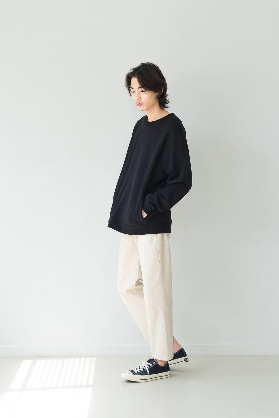 퍼스트플로어(FIRSTFLOOR) EASYGOING CROP PANTS (regular fit natural color cream jeans)