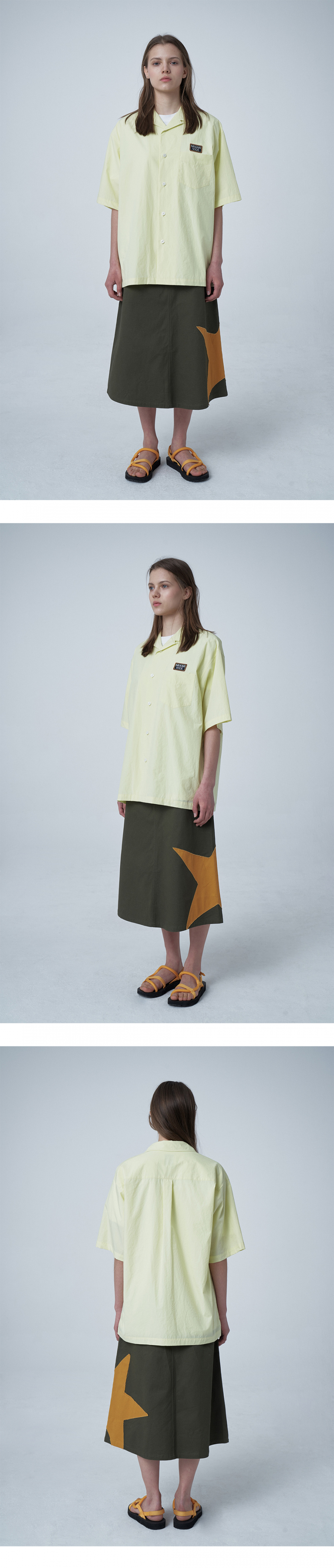 그레이휴(GRAY HUE) Miami Vice Open Collar SSLV Shirt light yellow G9M4S430 31