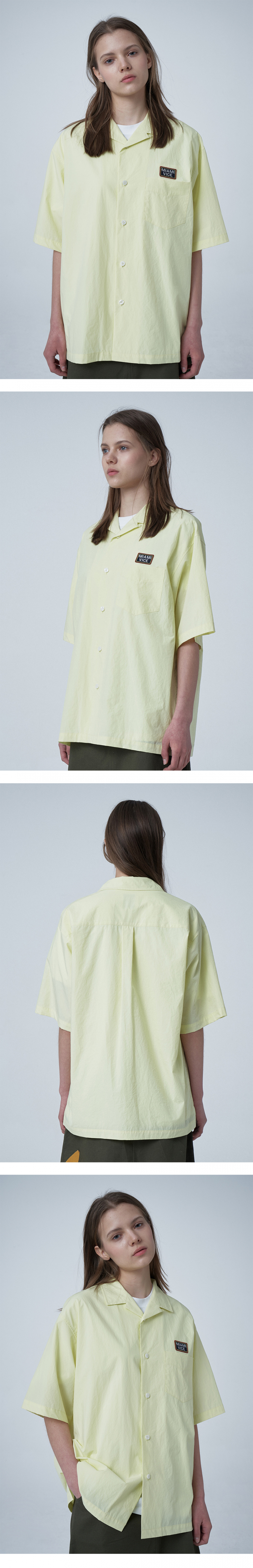 그레이휴(GRAY HUE) Miami Vice Open Collar SSLV Shirt light yellow G9M4S430 31