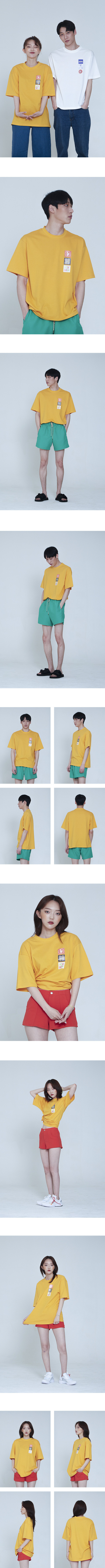 키먼(KEYMUN) 3 타일 로고 티셔츠 #옐로우
