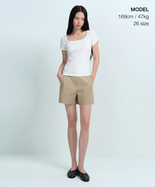 MUSINSA STANDARD WOMAN - Women's Chino Shorts [Beige]