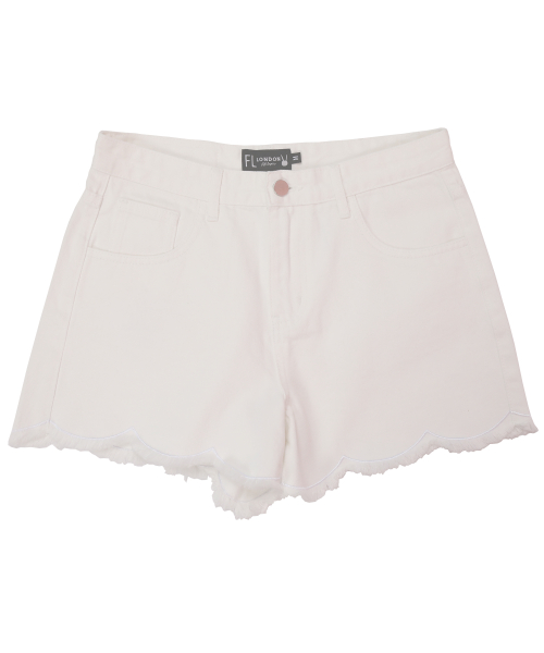 FIFI LAPIN - Women's Flower Line Hem Denim Shorts / FS0WDP02F WHITE