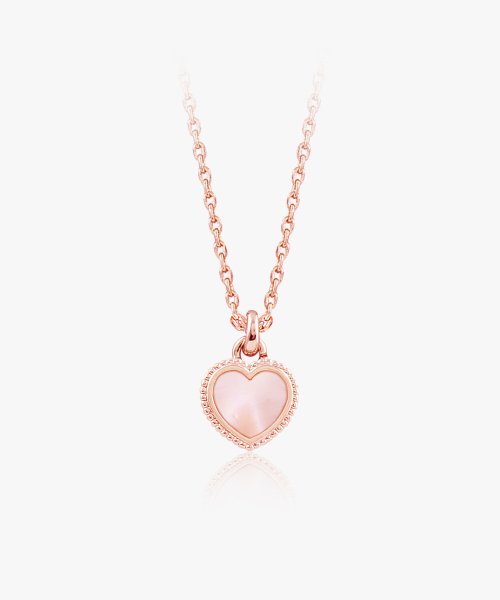 NOONOO FINGERS - [Mother-of-pearl Pendant] Rosie Mini Heart Necklace / Rose Gold