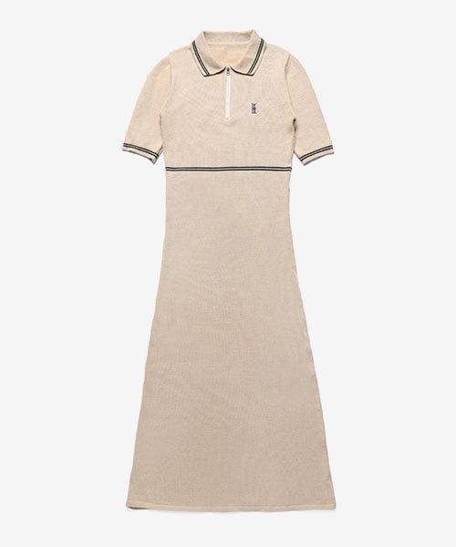 BENSIMON - HORIZONTAL LINE KNIT DRESS - BEIGE