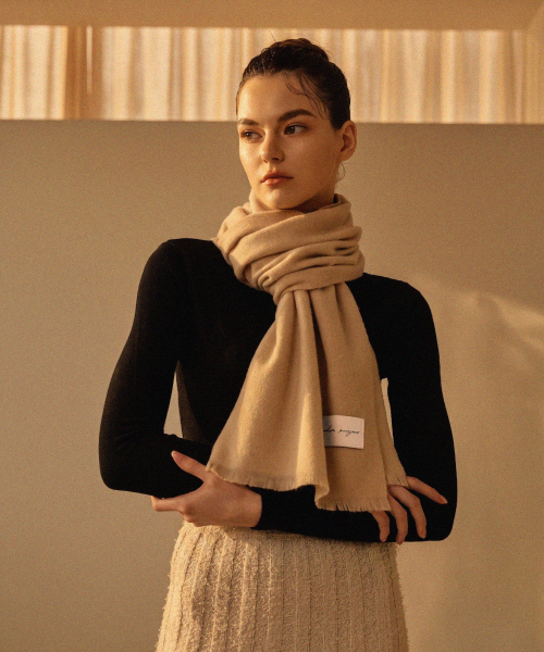 WHITE PROJECT - [Gift Box] Minimal Lambswool Muffler Cream Beige Unisex