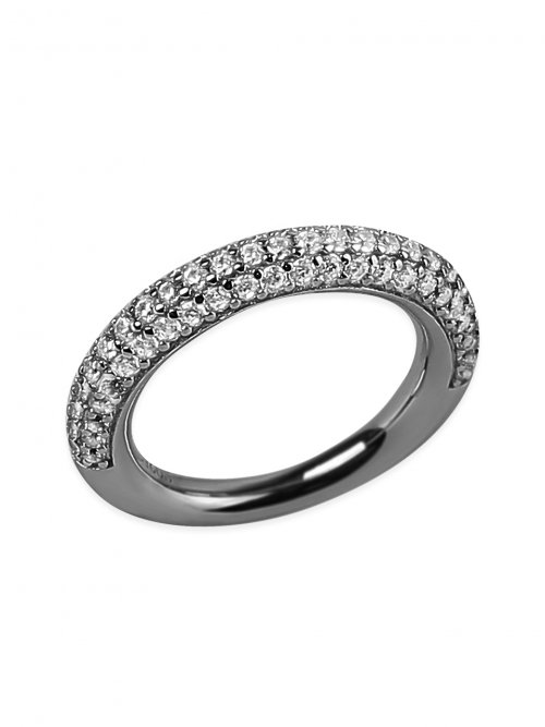 MACIER - [S925] Half Pavé Ring (Black Silver)