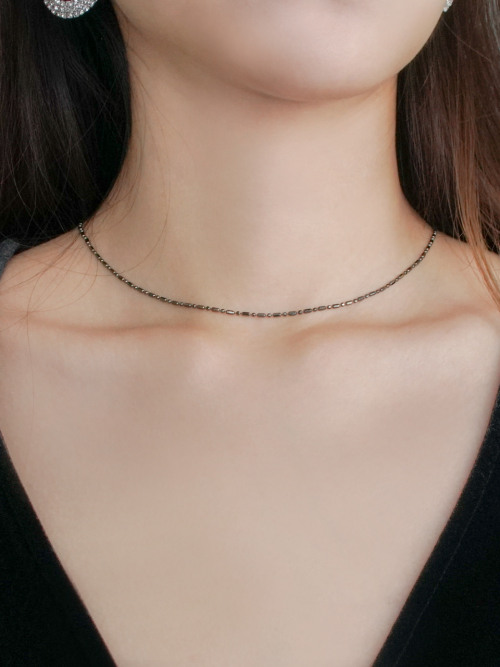 POSTLUDE - [SILVER] DC DOT CY THIN CHAIN NECKLACE (2 COLORS)