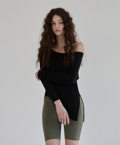 DEVIWEAR - Soft Boatneck Slit Cover-Up DEVI-T0079 - Black