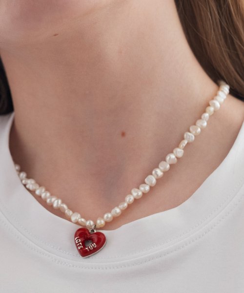 LOTSYOU - lotsyou_ Heart candy pearl necklace Red