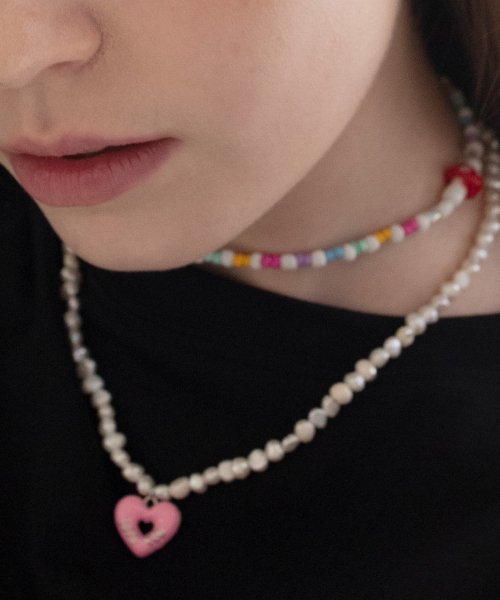 LOTSYOU - lotsyou_ Heart candy pearl necklace Pink