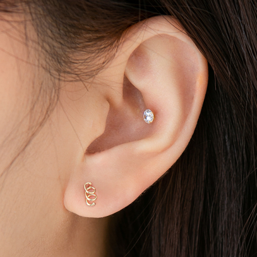 LUNNE - 14k Twist Line Piercing (14k Gold) (Bar Thickness 1mm) #PIB04
