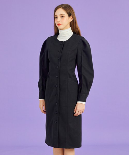KOLEAT - WOMEN Winter Slim Fit Long Coat Jacket [Black] Single Coat Fleece Ver.