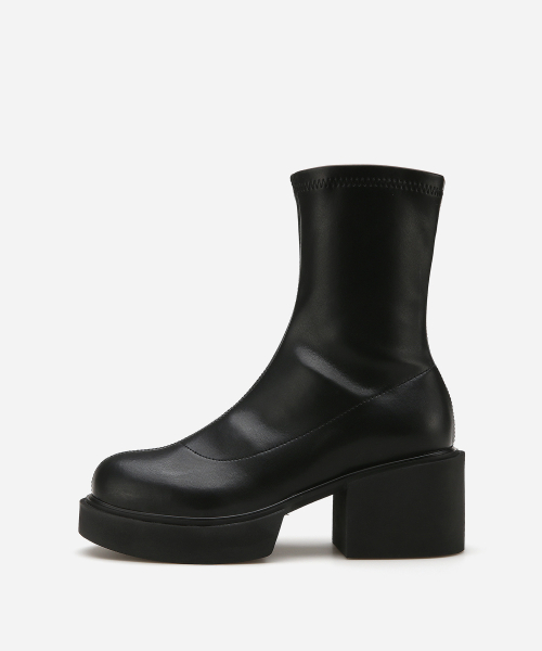 SALT AND CHOCOLATE - Round Toe Platform Stretch Ankle Boots 412246021 (6.5cm/1color)