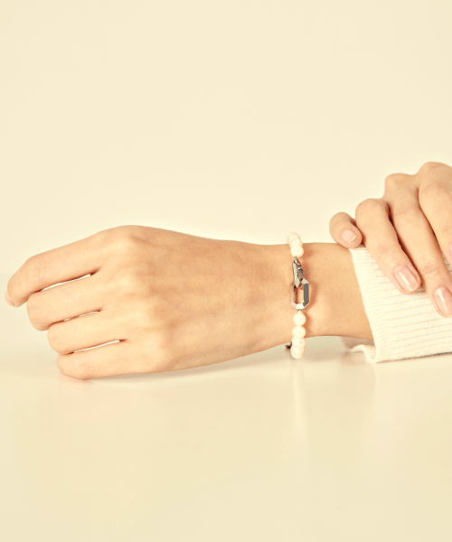 GAMAN - Commitment Plain Silver Pearl Bracelet