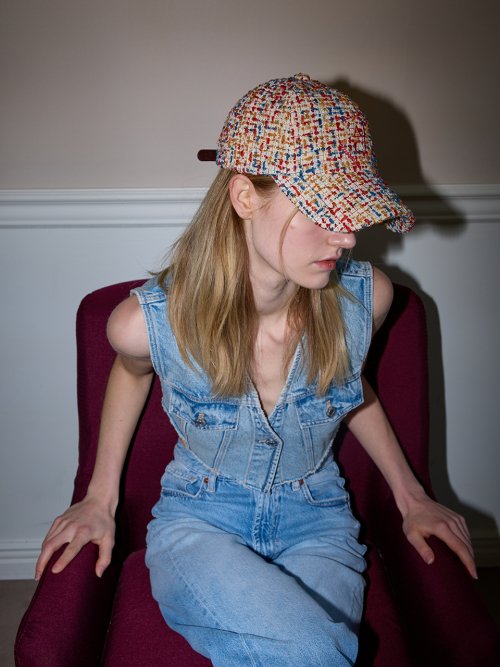 ALLINCOMPLETE - Round Logo Tweed Ballcap (Red & Blue & Orange)