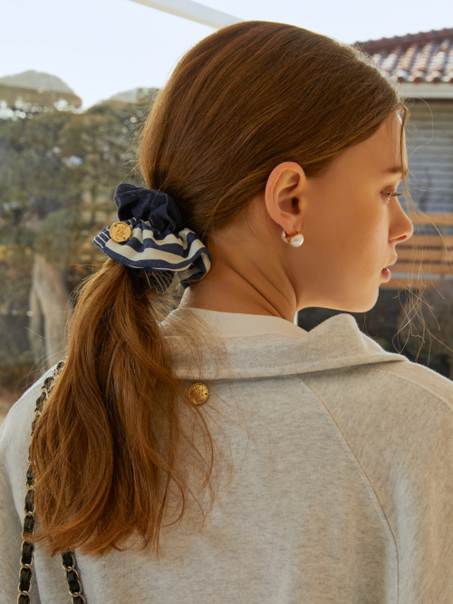 ANOETIC - ANC STRIPE DENIM SCRUNCHIE_2COLOR
