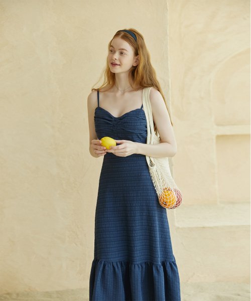 VALLO DE NERA - Pocari flare Dress Navy