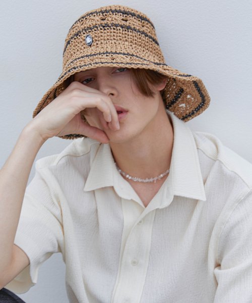 TRIP LE SENS - L. A. Logo Wire Crochet Bucket Hat _Brown
