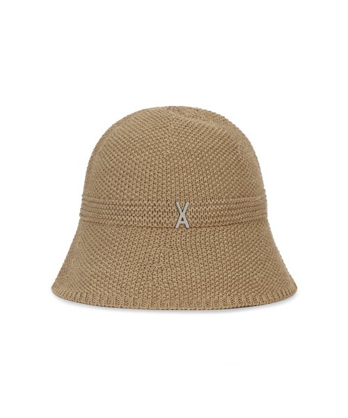 VARZAR - Stud Logo Summer Knit Bucket Hat Beige