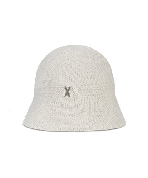 VARZAR - Stud Logo Summer Knit Bucket Hat Cream