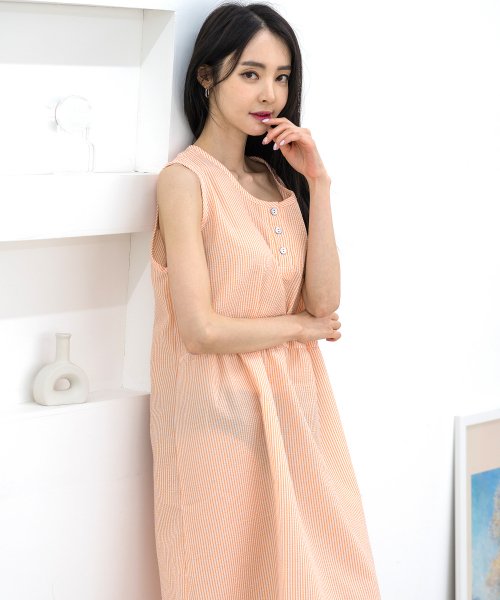 AONE - Cooltandard embossed sleeveless dress pajamas