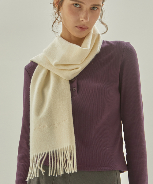 [Gift Box] _ Virgin Wool 100 Scarf _ Cream _ Unisex