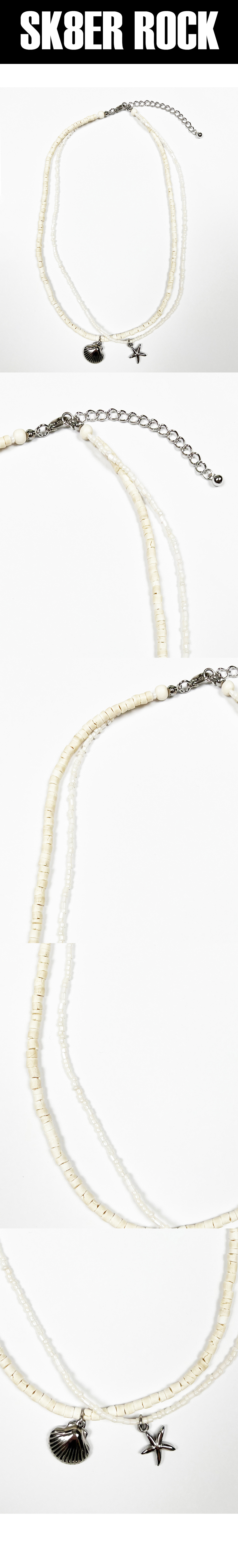 Starfish Shell Double Chain Necklace (ivory)