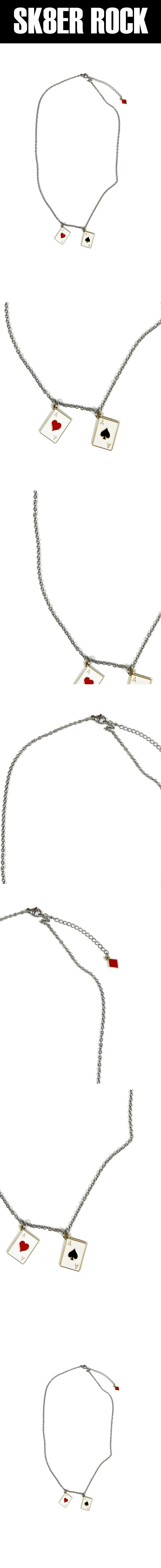 Ace Card Surgical Steel Necklace ((Steel))