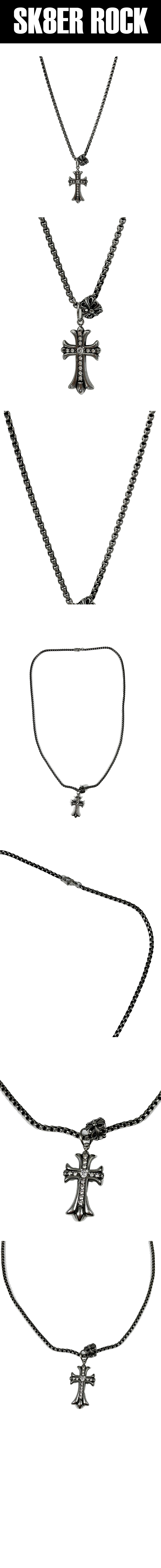 Cross Spacer Vintage Surgical Steel Necklace ((Steel))