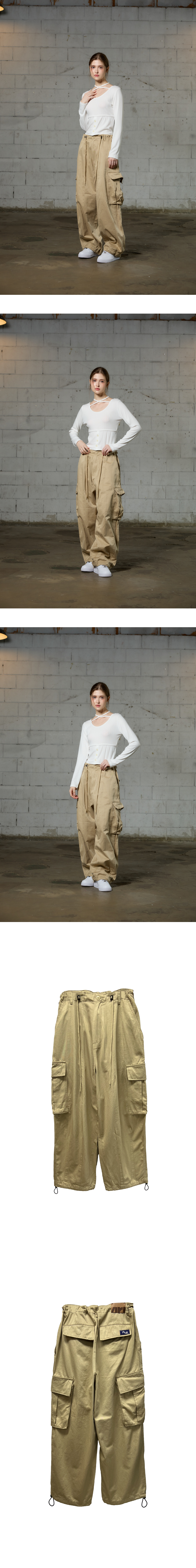 ARO WIDE CAGO PANTS / BEIGE