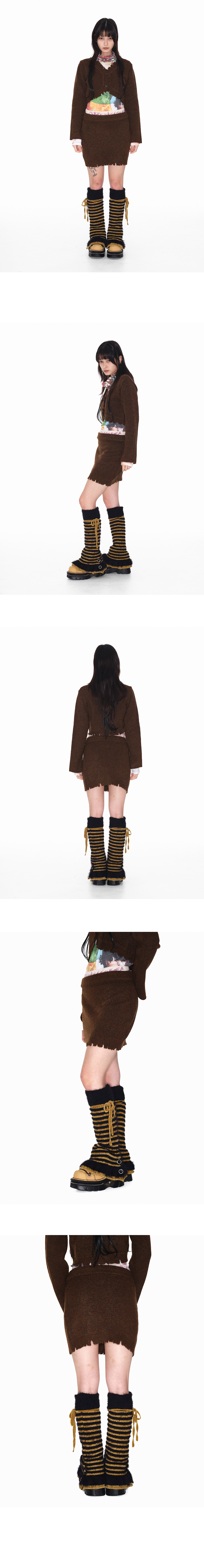 Damage band mini skirt_brown