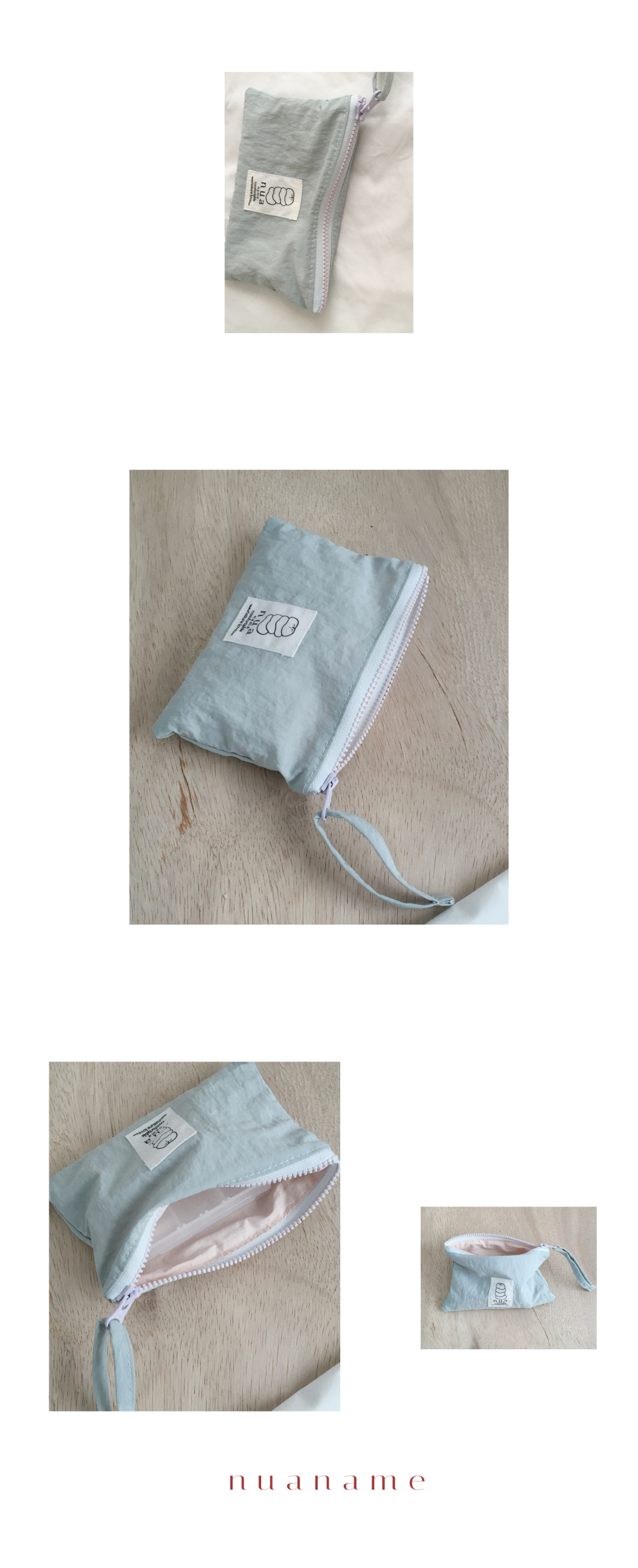 고밀도 나일론 원단으로 더 두툼하고, 부드럽습니다. 카드를 넣거나, 미니 소지품을 넣고 다니기 딱 좋은 사이즈입니다. 끈 고리가 있어서 편하답니다.