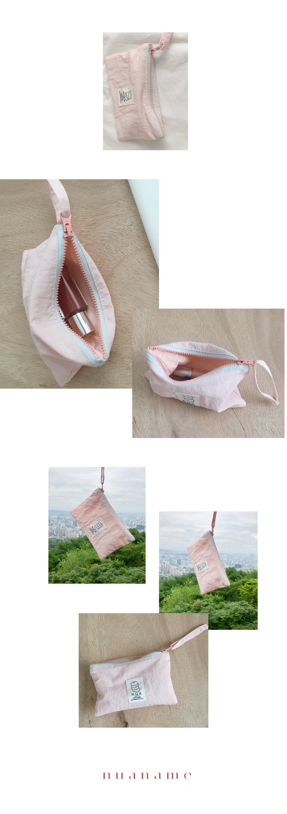 고밀도 나일론 원단으로 더 두툼하고, 부드럽습니다. 카드를 넣거나, 미니 소지품을 넣고 다니기 딱 좋은 사이즈입니다. 끈 고리가 있어서 편하답니다.