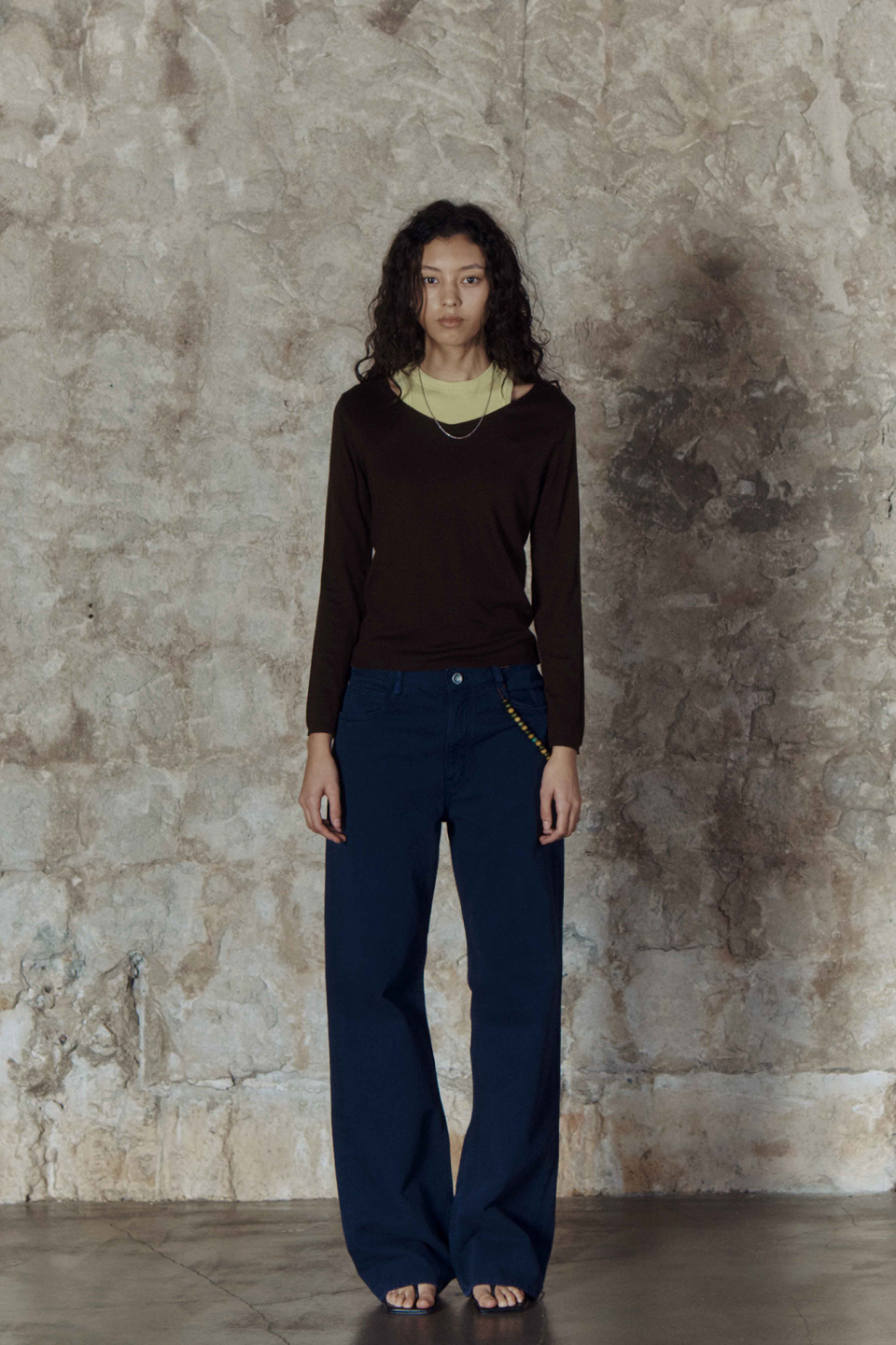 네이비 면 바지