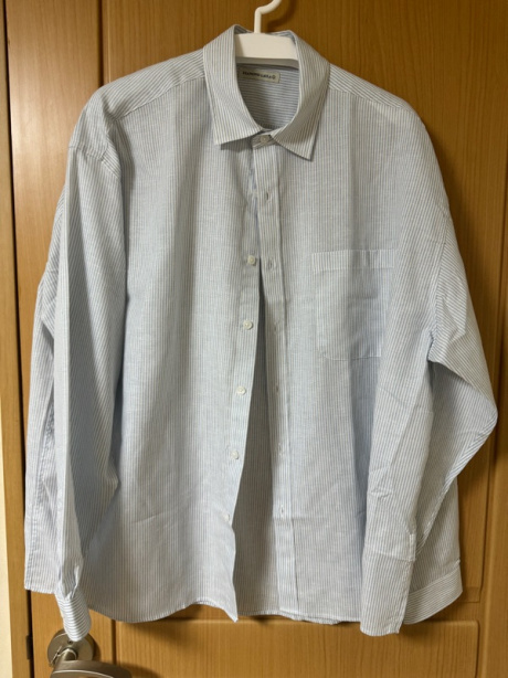 다이아몬드 레이라(DIAMOND LAYLA) Linen Big Overfit Crayon Stripe Shirt S81 Light Blue 후기