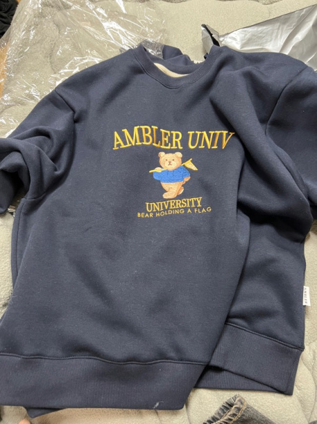 엠블러(AMBLER) UNIVERSITY 오버핏 기모 맨투맨 티셔츠  AMM909 (NAVY) 후기