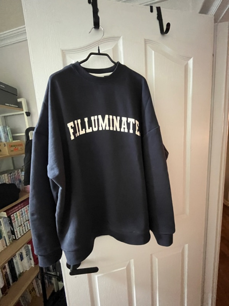 필루미네이트(FILLUMINATE) 오버핏 아치 로고 스웨트 셔츠-네이비 후기