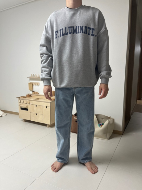 필루미네이트(FILLUMINATE) 오버핏 아치 로고 스웨트 셔츠-멜란지 그레이 후기