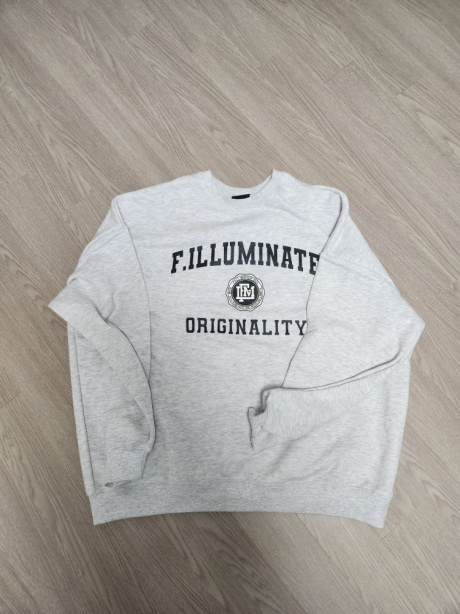 필루미네이트(FILLUMINATE) 오버핏 베네핏 로고 스웨트 셔츠-라이트 그레이 후기