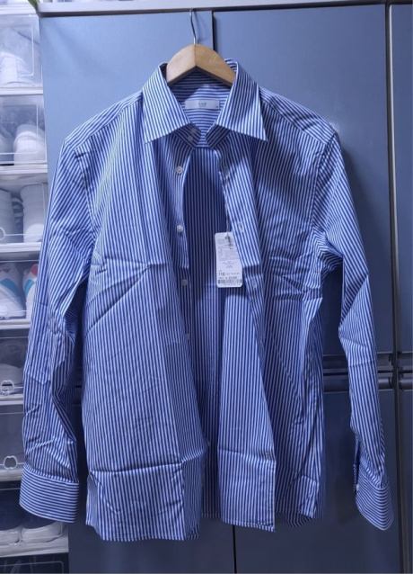 코디갤러리(CODIGALLERY) 남성 블루 스트라이프 투버튼 카라 셔츠 후기