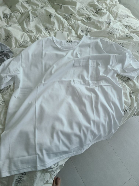 쿠어(COOR) 수피마 코튼 세미오버핏 U넥 티셔츠 (화이트) 후기